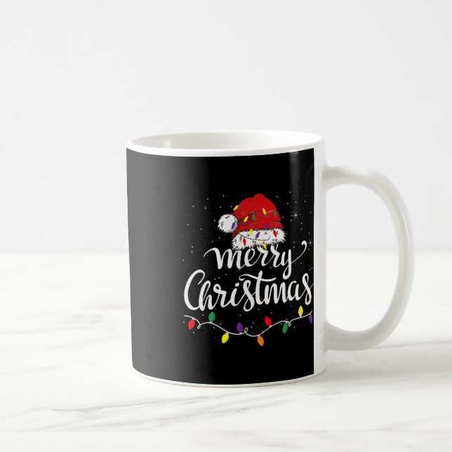 Caneca De Café Feliz Natal Luz Vermelha Santa Hat Família Xmas M (Direita)