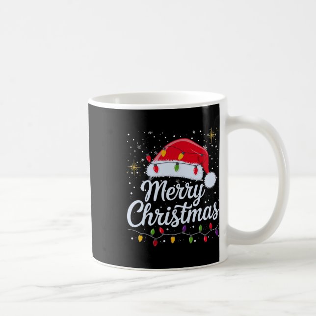 Caneca De Café Feliz Natal Luz Vermelha Santa Hat Família Xmas M (Direita)