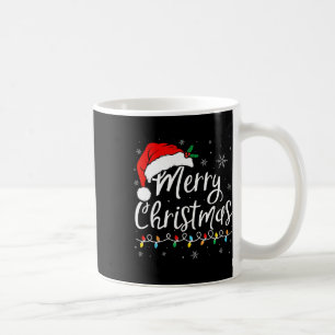 Caneca De Café Feliz Natal Luzes Santa Hat Matriz da Família Xmas