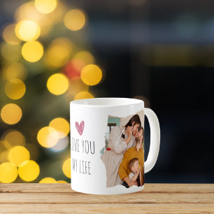 Caneca De Café Feliz Natal Moderno Presente da Família de Colagem