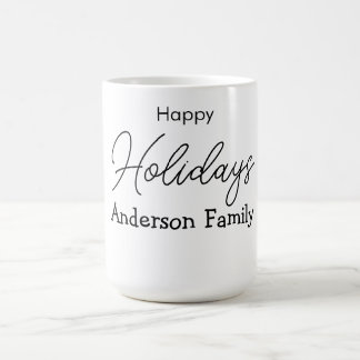 Caneca De Café feliz Natal nome família simples negrito moderno r