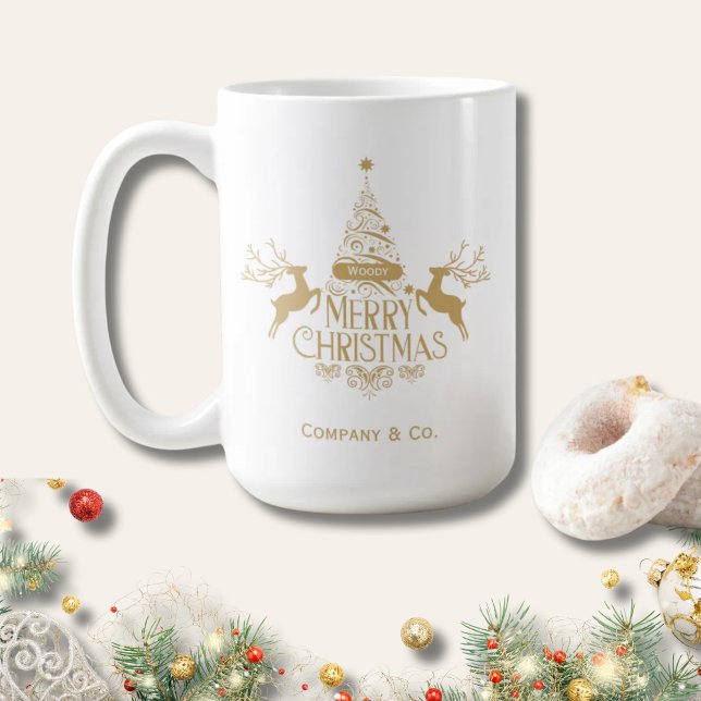 Caneca De Café Feliz Natal Nome Personalizado para Equipe Corpora (Criador carregado)