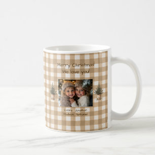 Caneca De Café Feliz Natal Nós Te Amo Foto De Gingham