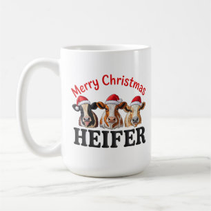 Caneca De Café Feliz Natal Novilha Vaca Engraçada Natal Férias