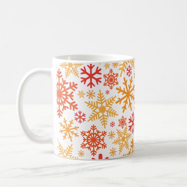 Caneca De Café Feliz Natal Padrão de Floco de Neve de inverno (Esquerda)