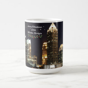 Caneca De Café "Feliz Natal," panorama de Atlanta, Geórgia