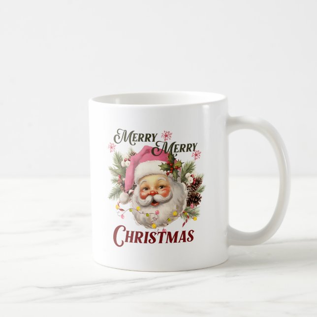 Caneca De Café Feliz Natal - Papais noeis Rosa (Direita)