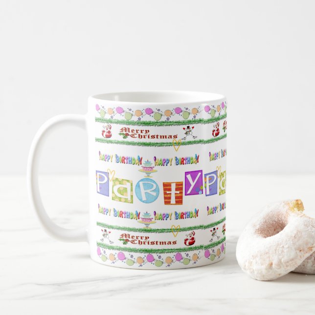 Caneca De Café Feliz Natal Parabéns Mug (Com Donut)