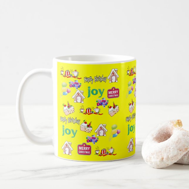 Caneca De Café Feliz Natal Parabéns Mug (Com Donut)