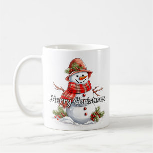 Caneca De Café Feliz Natal Pequeno Boneco de Neve Enfaixado
