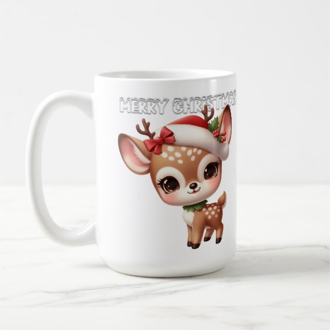 Caneca De Café Feliz Natal pequeno cervo fofo (Esquerda)
