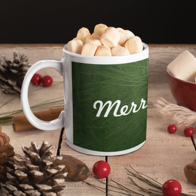 Caneca De Café Feliz Natal Pine Tree Close (Merry Christmas Pine Tree Close Up Coffee Mug)