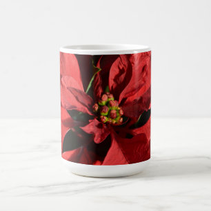 Caneca De Café Feliz Natal Red Curly Poinsettia