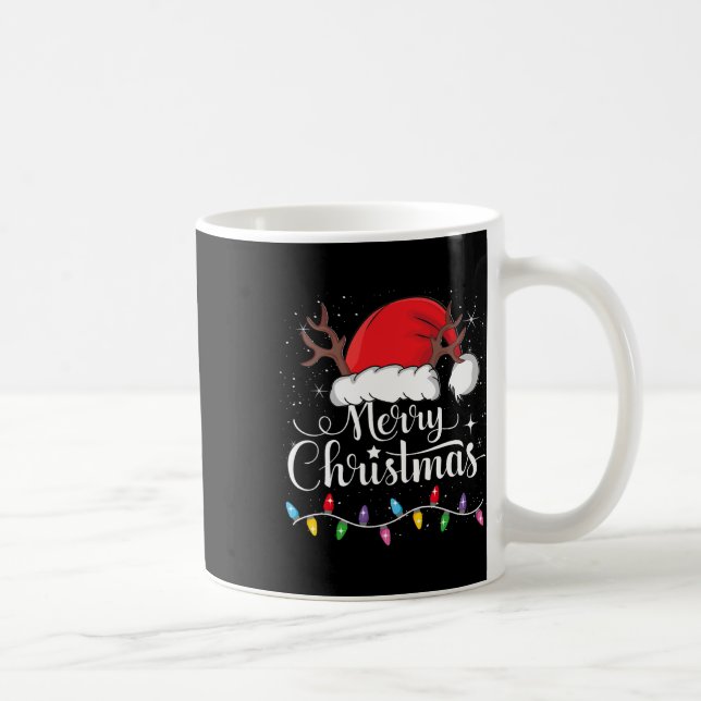 Caneca De Café Feliz Natal Red Santa Hat Reindeer Família Xmas (Direita)