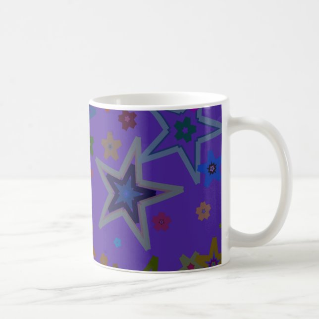 Caneca De Café Feliz Natal Roxo Escuro, estrelas do céu (Direita)