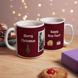 Caneca De Café Feliz Natal Ruby Wine Family Photo
