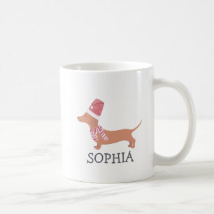Caneca De Café Feliz Natal Simples - Cão de Dachshund Moderno