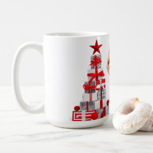 Caneca De Café Feliz Natal SlipperyJoe prata branca