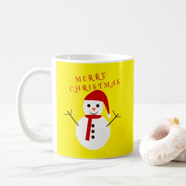 Caneca De Café Feliz Natal Snowman (Com Donut)