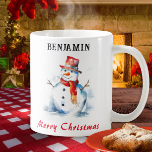 Caneca De Café Feliz Natal Snowman Personalizado Festivo