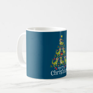Caneca De Café Feliz Natal T Rex Boys Crianças Árvore de Natal Re