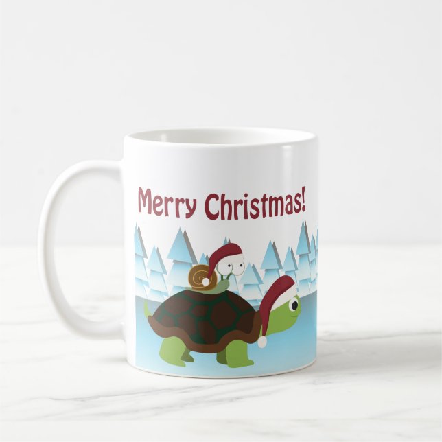 Caneca De Café Feliz Natal! Tartaruga e Caracol (Esquerda)