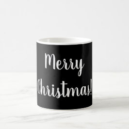 Caneca De Café Feliz Natal - Tipografia Preta e Branca Festiva