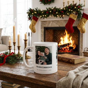 Caneca De Café Feliz Natal Tipografia Preta Presente de 3 Fotos