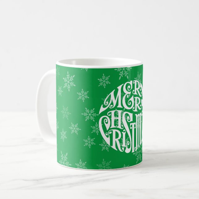 Caneca De Café Feliz Natal Tipografia Saudações Felizes (Frente Esquerda)
