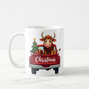 Caneca De Café Feliz Natal Vaca das Terras Altas Árvore de Natal