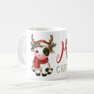 Caneca De Café Feliz Natal vaquinha fofa