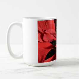 Caneca De Café Feliz Natal Vermelha Poinsettia Encaracolada
