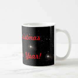 Caneca De Café Feliz Natal Vermelho e Feliz ano novo nas Estrelas