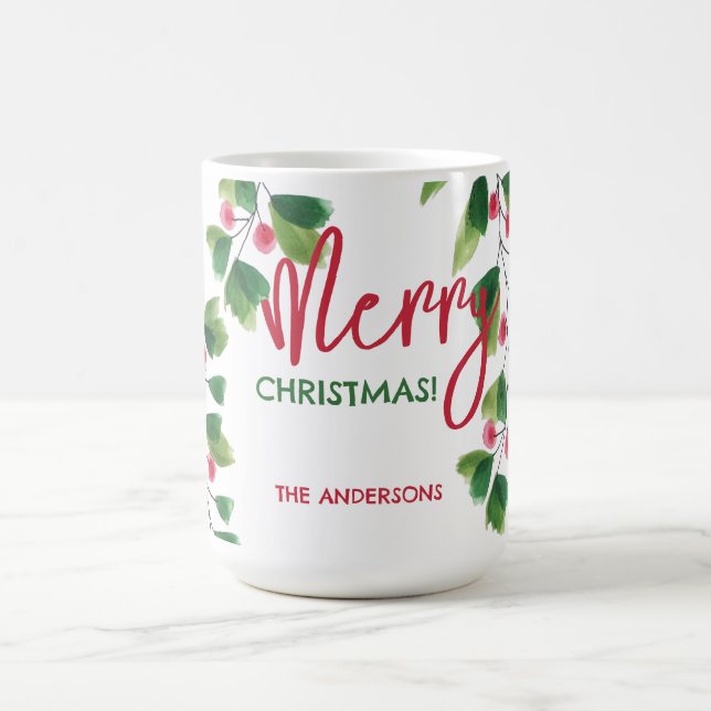 Caneca De Café Feliz Natal, Vermelho E Vermelhos, Terra De Aquare (Centro)