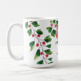 Caneca De Café Feliz Natal, Vermelho E Vermelhos, Terra De Aquare