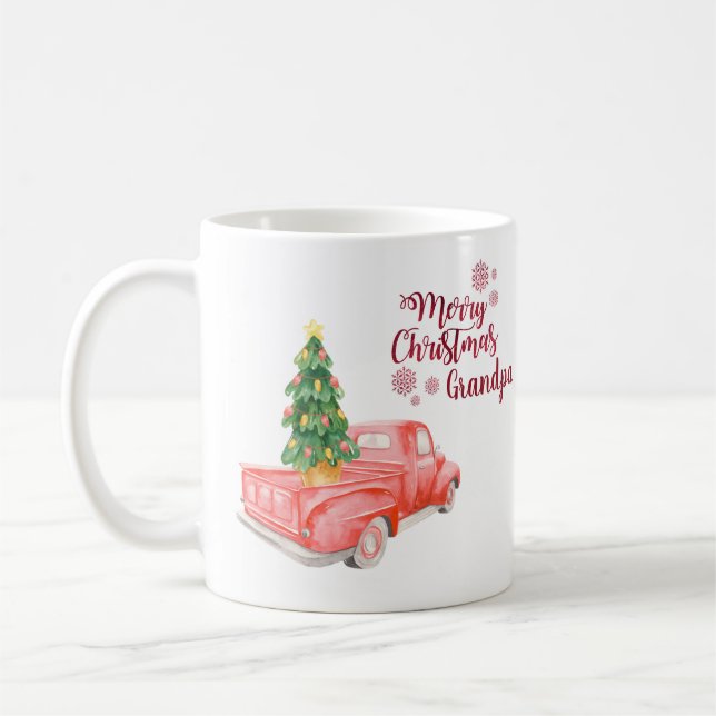 Caneca De Café Feliz Natal Vovô RED TRUCK Personalizado (Esquerda)