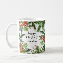 Feliz Natal Vovó Vermelha Verde Festivo Holly