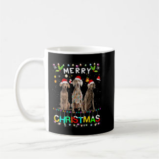 Caneca De Café Feliz Natal Weimaraner Shirt Santa Hat Lights