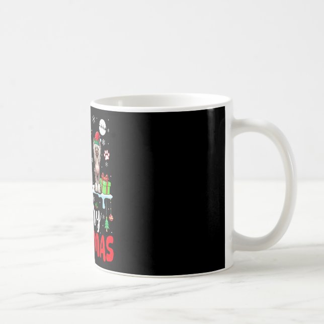 Caneca De Café Feliz Natal Woof Três Papais noeis Elf Crest Chinê (Direita)