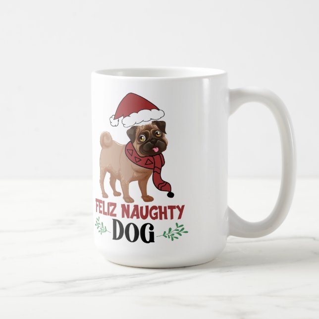 Caneca De Café Feliz Naughty Dog Natal (Direita)