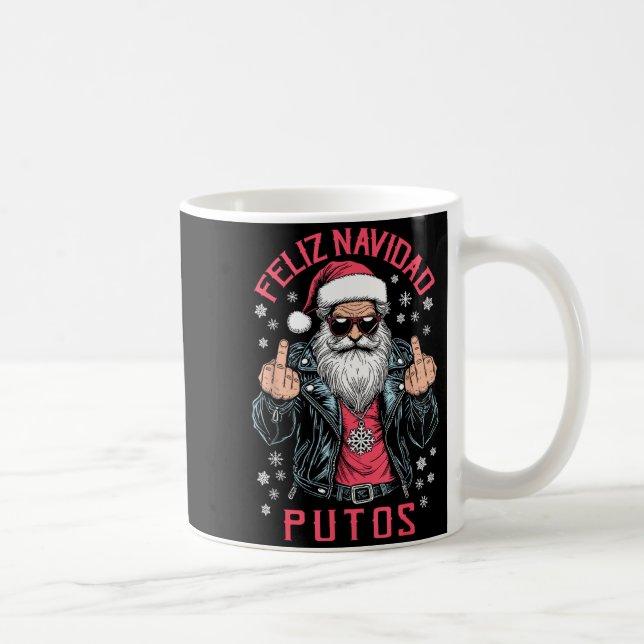 Caneca De Café Feliz Navidad Putos Funny Rude Spanish Santa Middl (Direita)