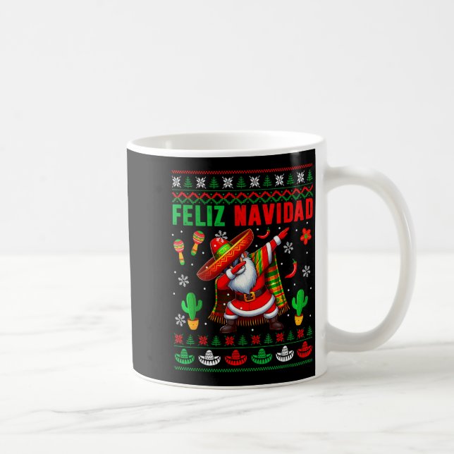 Caneca De Café Feliz Navidad Xmas Sweater Santa Sombrero Dabbing  (Direita)