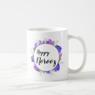 Caneca De Café Feliz Noroz Ano Novo Roxo Hyacinth Wreath
