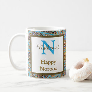 Caneca De Café Feliz Noroz Pérsia Ano Novo Monograma Inicial