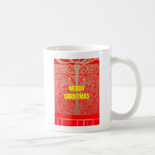 Caneca De Café Feliz Ouro de Natal Red Snow Hearts