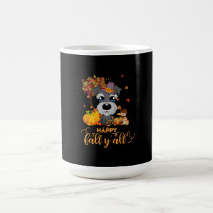 Caneca De Café Feliz outono, seu cão schnauzer Ação de Graças
