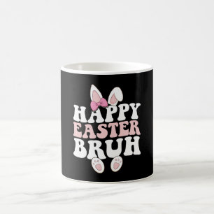 Caneca De Café Feliz Páscoa Bruh Irmão Coelho Caça ao Ovo Groovy 