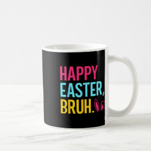 Caneca De Café Feliz Páscoa Bruh Orelha de Coelho Groovy Retro Pá