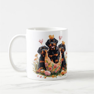 Caneca De Café Feliz Páscoa Cães Rottweiler