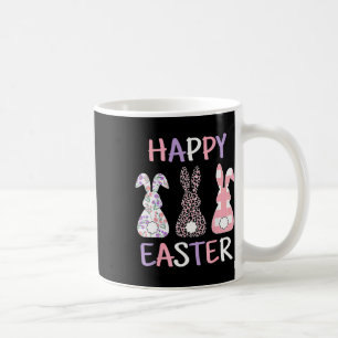 Caneca De Café Feliz Páscoa Coelhinho Flor Xadrez Leopardo Rosa F
